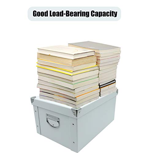 GUOZI Collapsible Storage Box, Decorative Memory Box with Lid & Metal Reinforced Corners, Cardboard File Bin with Handles,...