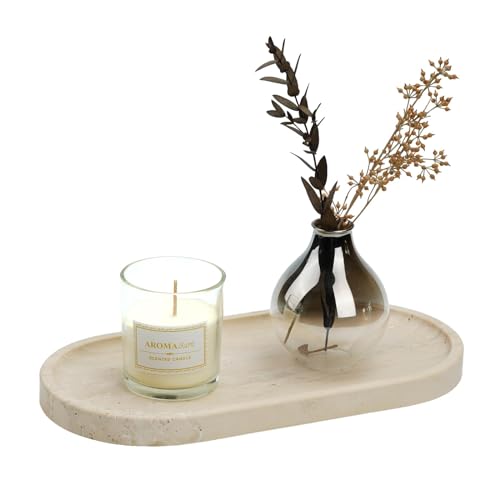 Koville Italian Travertine Tray, 12"x6" Vanity Decorative Marble Tray for Countertop, Catchall Tray for Perfume, Candles, ...