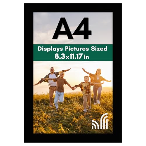 Americanflat A4 Picture Frame with Shatter-Resistant Glass - 8.3x11.7 Frame with Engineered Wood - Signature Collection - ...