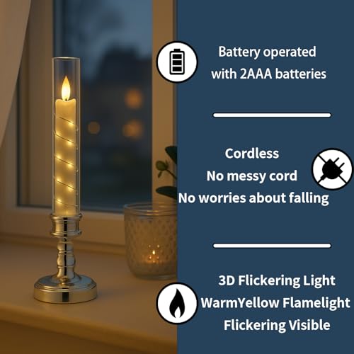 Prerish 6 PCS Flameless Candles with Timer, Flickering Flameless LED Pillar Candles for Romantic Ambiance with Embedded St...