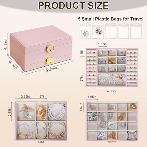 Yoobao Jewelry Box for Women, 3 Layer with Double Lock, Removable Tray, Jewelry Holder Organizers for Earrings Necklaces R...