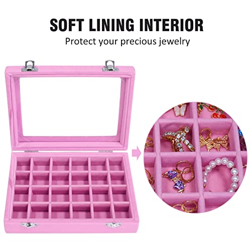 Vicoter Velvet Jewelry Box 24 Grid Jewelry Ring Display Organiser Box Tray Holder Earrings Storage Case for Girls Wife Mom...