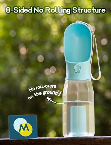MoonyMars Portable Water Bottle for Dogs, 3 in 1 Pet Travel Bowl Dispenser with Food Treat Container & Poop Bag Holder, Su...