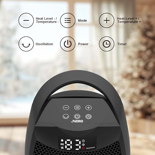 Portable Electric Heaters for Indoor Use - JNDRO 1500W PTC Ceramic Space Heater with Thermostat and Remote, Overheat and T...