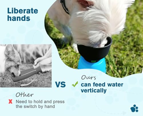 Pecute Portable Dog Water Bottle, 2 in 1 Cat Dog Travel Water Bottle Bowl Leakproof with Double Seal, BPA Free, Lightweigh...