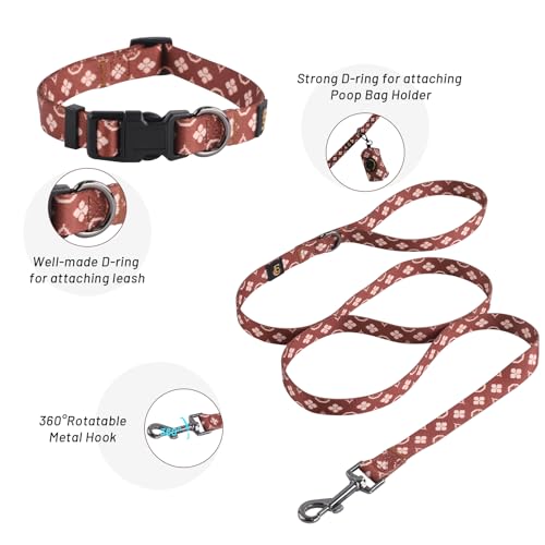 Adjustable Dog Harness, Leash, Poop Bag Holder/Dispenser and Bandana Set, No Pull, Soft Mesh Padded, for Small/Medium Dog...