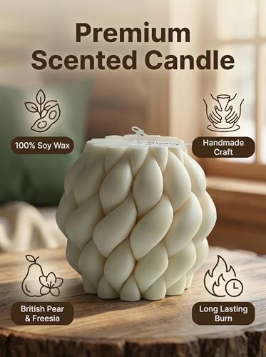 Hyznengu Knot Ball Soy Wax Candle- Large Handmade Pillar Scented Elegant Bubble Aesthetic Candle, Housewarming Wedding Bir...