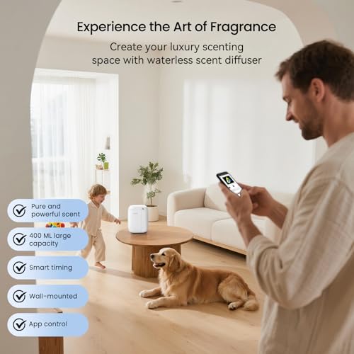 Waterless Essential Oil Diffuser,(2 * 50ml Fragrances Included) 3000 Sq.Ft Coverage 400 ml Large Capacity Hotel Scent Diff...