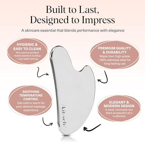 Kitsch Stainless Steel Gua Sha Facial Tools - Guasha Tool for Face, Face Sculpting Tool, Jawline Shaper, Double Chin Reduc...