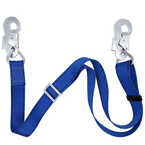 Safety Harness Lanyard, Fall Protection Lanyard and Safety Belt Adjustable,from 4-Feet to 6-Feet Outdoor Tree Climbing Bel...