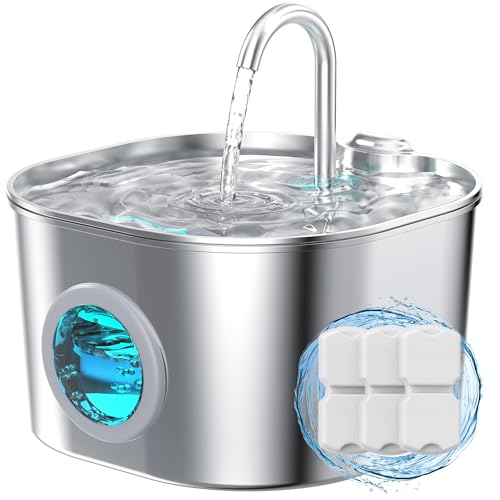 Cat Water Fountain Stainless Steel: Pet Fountains for Cats/Dog Indoor Automatic Waterer Bowls for Drinking Small Animal Wa...