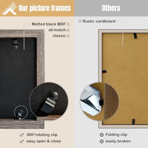 Golden State Art, 5x7 Three Picture Frame Trifold Hinged Photo Frame with 3 Openings, Desk Top Family Picture Collage, wit...