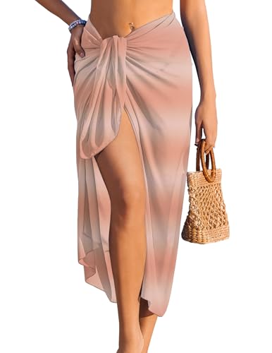 Ekouaer Women Sarong Chiffon Bathing Suit Cover Up Long Beach Bikini Wraps Sheer Swim Suit Coverup 2026 Pareo for Women