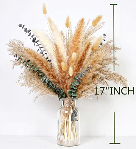 110 PCS of Boho Pampas Grass Decor, Naturally Dried Pompas, Bunny Tails Dried Flowers, and dried eucalyptus. Perfect for W...