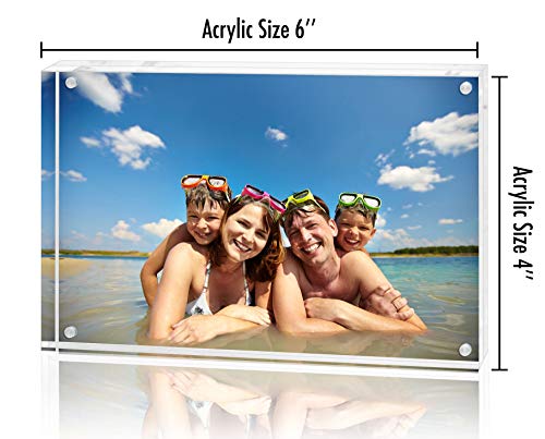Americanflat 4x6 Acrylic Picture Frame - Double Sided Frames with Magnetic Corners - Transparent Acrylic Frames for Desk o...