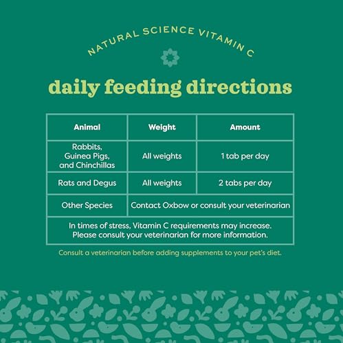 Oxbow Natural Science Vitamin C Supplement, Vitamin C & High-Fiber Timothy Hay, Guinea Pig Items, Made in the USA, Small P...