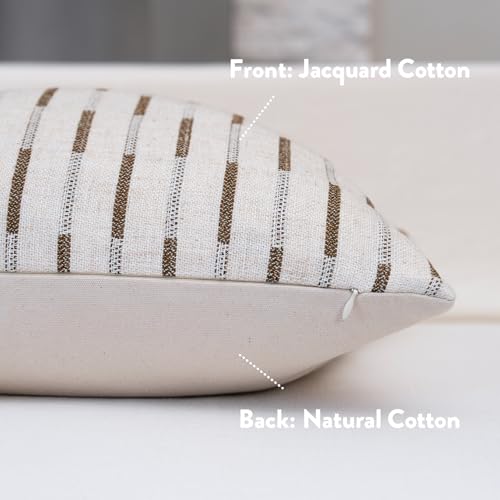 FIOUOVO Decorative Neutral Throw Pillow Covers 20x20 Farmhouse Pillow Covers Cotton Stripe Cushion Covers Home Decor for S...