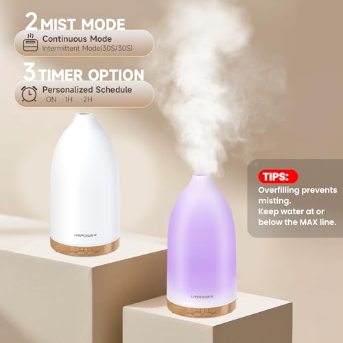 URPOWER Essential Oil Diffuser with 7 LED Color Changing Lights, Timer & Auto-Off - Ultrasonic Aromatherapy Fragrant Oil H...