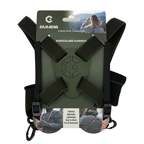 GAIARENA Binocular Harness - Adjustable Binocular Strap for Hunting, Hiking & Birding - Includes Lens Cleaning Cloth - Camo