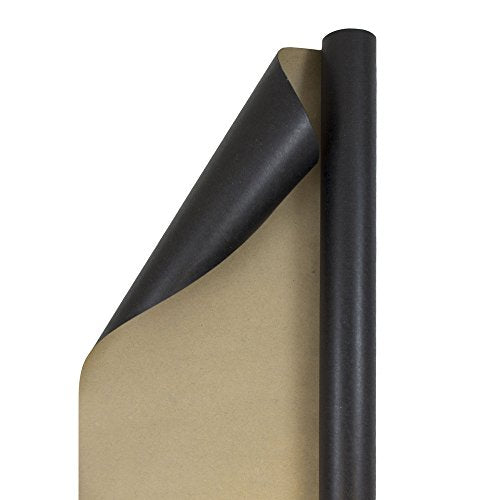 JAM Paper Gift Wrap - Kraft Wrapping Paper - 25 Sq Ft - Black Kraft Paper - Roll Sold Individually
