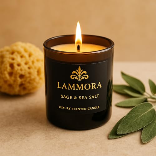 Lammora Aromatherapy Candle Gift Set – 3 Scented Candles (English Pear & Freesia, Sage & Sea Salt, Bluebell) – Natural Soy...