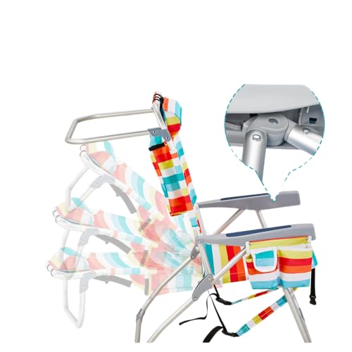 NAICKUC Folding Low Backpack Beach Chairs for Adults, 5-Positions Adjustable Portable Recliner, Aluminum Frame, Includes H...