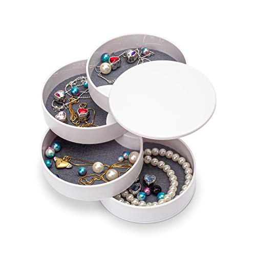 Jewelry Organizer, Small Jewelry Box Earring Holder for Women Gifts for Mom, Jewelry Storage Box 4-Layer Rotatable Jewelry...