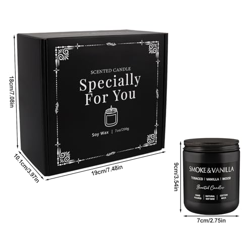 Scented Candles Gift Set - 4 Pack (7oz Each) Soy Wax Aromatherapy Candles with Essential Oils, Smokeless - Leather & Smok...