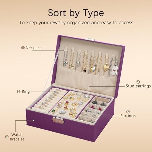 Homeanda Jewelry box 2 layer Jewelry box Leather Jewelry boxes for Women Girls Teens Jewelry organizer box Jewelry Storage...