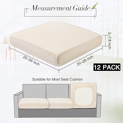 Newwiee 12 Pcs Stretch Cushion Covers Replacement Waterproof Sofa Couch Cushion Covers Washable Individual Couch Slipcover...