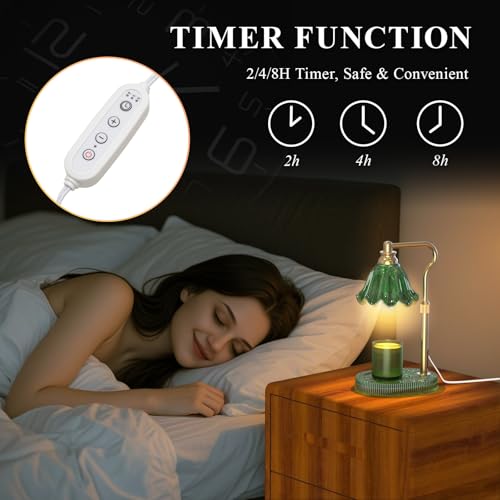 WYghyronic Candle Warmer Lamp with Adjustable Height - Flameless 4-Level Dimmable Wax Warmer, Timer Function & Stylish Des...