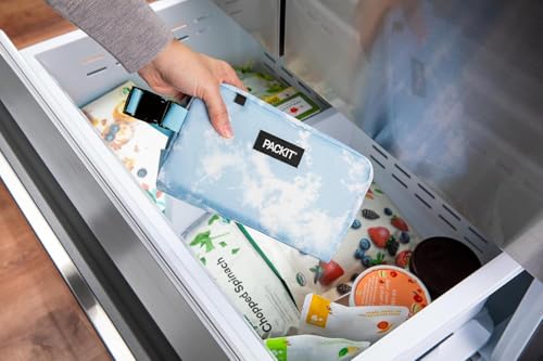 PackIt Freezable Snack Box, Blue Sky, Built with EcoFreeze Technology, Collapsible, Reusable, Zip Closure with Buckle Hand...