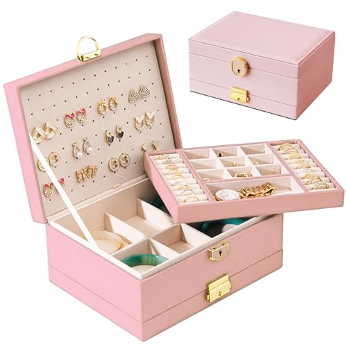 Yoobao Jewelry Box for Women, 3 Layer with Double Lock, Removable Tray, Jewelry Holder Organizers for Earrings Necklaces R...