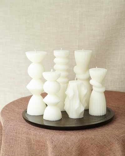 6 Pack Pillar Candles Ribbed Decorative Candle velas decorativas Fireplace Candle for Housewarming Gift, Shelf & Table Dec...