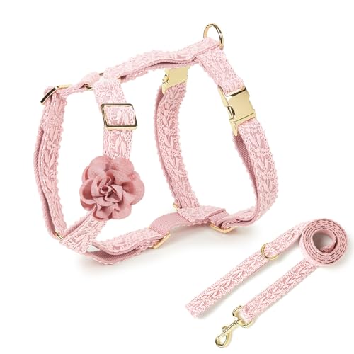 UOSIA Large Dog Harness and Leash Set, Adjustable No Pull Pet Halter Harness with Flower & Metal Buckle, Easy Control for ...