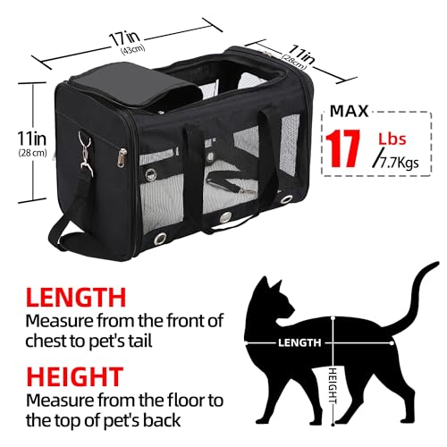 Soft Sided Cat/Dog Carrier,Collapsible Pets Travel Carriers for Pet/Puppy with Shoulder Strap & Removable Mat,Mesh Top Loa...