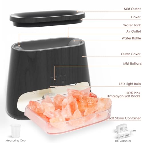 SALKING 2-in-1 Himalayan Salt Lamp & Ultrasonic Essential Oil Diffuser, Aromatherapy Diffuser Cool Mist Humidifier, Salt T...