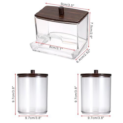 Hipiwe 3 Pack Acrylic Cotton Ball Holder Clear Qtip Holder Bathroom Canister Storage Box with Lid Apothecary Jars Makeup O...