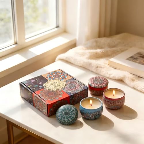 4 Pack Scented Candle Gift Set Soy Candles for Home Scented, Vacation, Relaxation & Spa Birthday Gift for Women MOM (Daily...