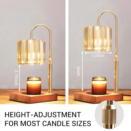 Yuichoy Candle Warmer Lamp with Timer, Dimmable Electric Candles Wamer Adjustable Height, Gifts for Women Mom, Glass Moder...