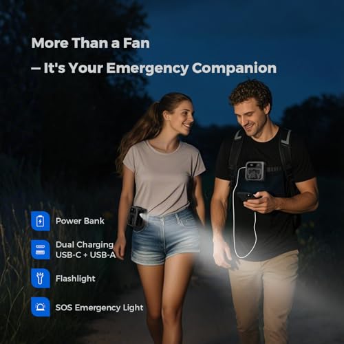 SEAINGO Portable Waist Fan Rechargeable – 10000mAh, 42 ft/s Max, 5 Speeds 16000RPM, Personal Cooling Wearable Clip Body Be...