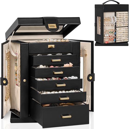 AKOZLIN Jewelry Box 6-Tier Organizer Functional 360° Rotating Jewelry Storage Case for Women Girls Ring Necklace Earring B...