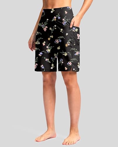 G Gradual Women's 9" Long Swim Board Shorts with Pockets High Waisted Knee Length Beach Swimming Shorts for Women with Liner