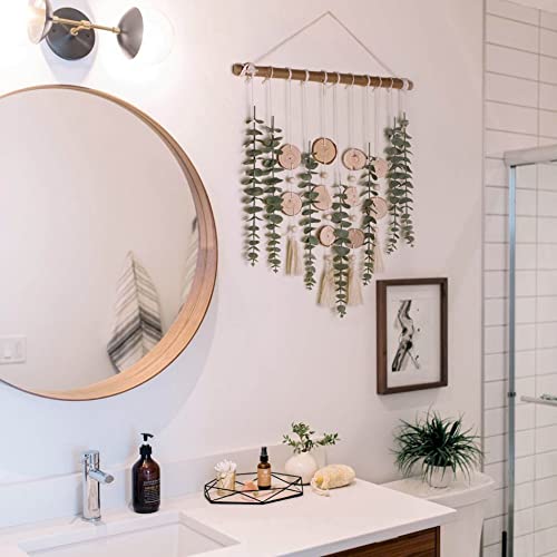Artificial Eucalyptus Wall Decor Fake Greenery Leaves Stems Wall Hanging Plants on 16.5 inch Wooden Stick Boho Rustic Farm...