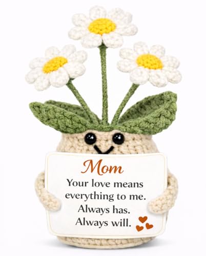The trend collection Gift for Mom from Daughter, Gift for Mom from Son – Crochet Flower Keepsake, Sentimental Birthday fro...