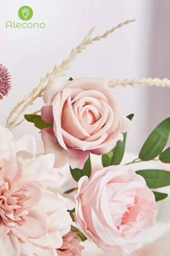 Alecono Artificial Flowers, Dusty Pink Silk Fake Flowers for DIY Wedding Bridal Bouquets, Wedding Cake Flowers for Table C...