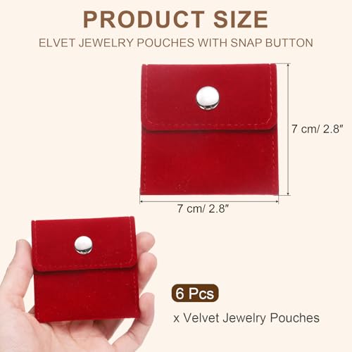 uxcell 6 Pcs Velvet Jewelry Pouches with Snap Button 2.8x2.8 Inch,Soft Jewelry Pouches Storage Bags Small Velvet Gift Bags...