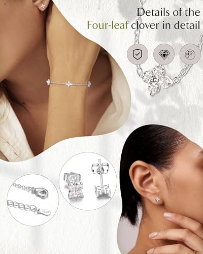 ORAZIO Dainty Silver Gold Jewelry Set for Women Trendy 14K Gold Plated CZ Flowers Pendant Choker Necklaces for Women Stud ...