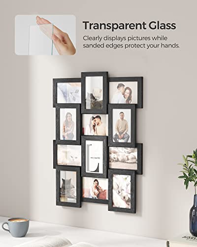 SONGMICS Collage Picture Frames, 4x6 for Wall Decor, Multi Family Photo for Gallery Decor, Hanging Display, Set of 12, Ink...