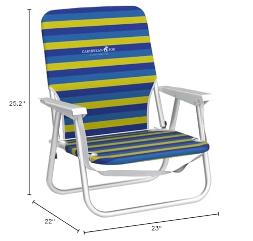 CARIBBEAN JOE Folding Beach Chair, 1 Position Lightweight and Portable Foldable Outdoor Camping Accessories with Carry Str...
